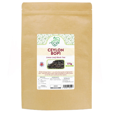 Ceylon Premium Black Loose Leaf Tea Broken Orange Pekoe 1 - BOP1 (Ceylon BOP1, 175g)