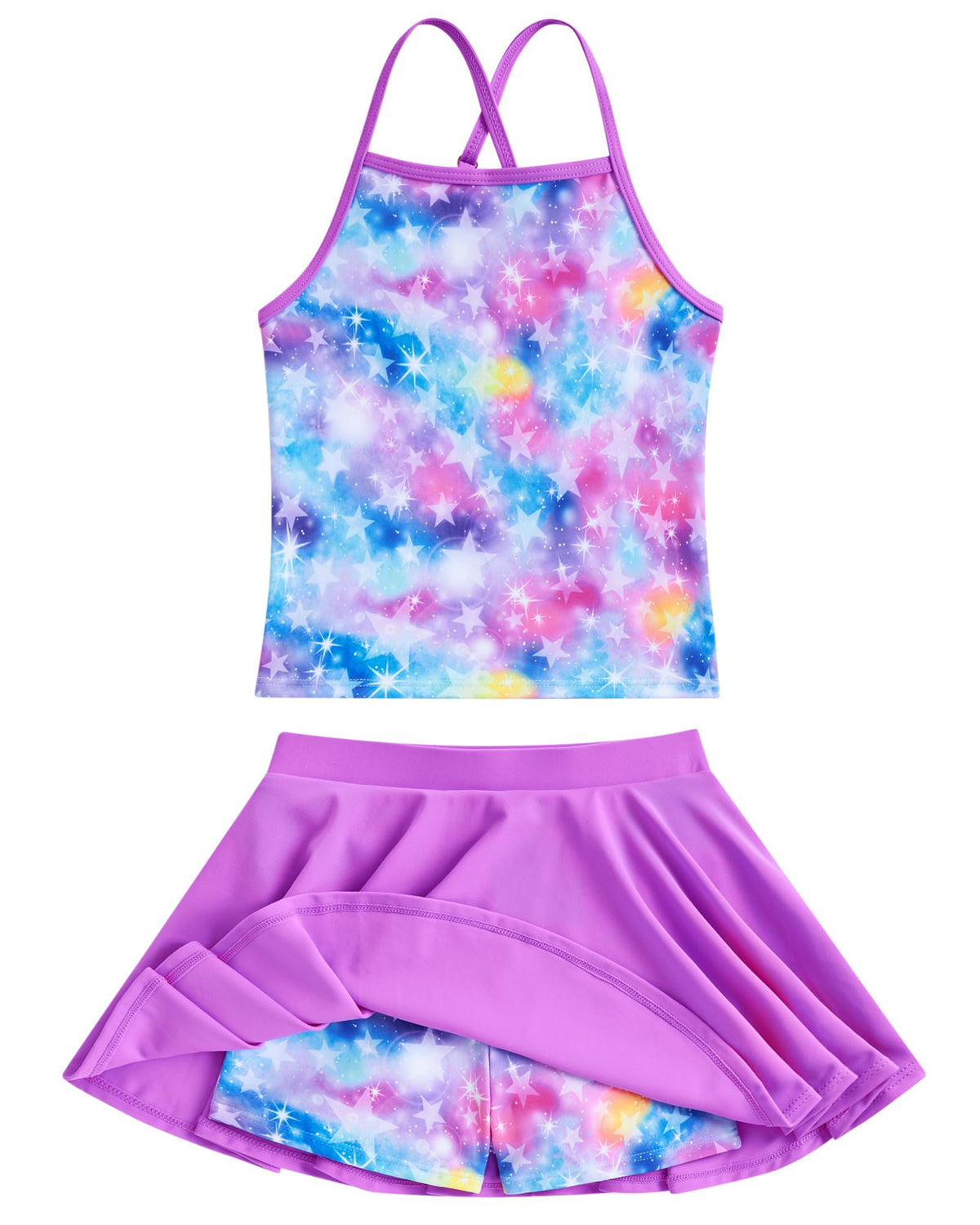 Girl Swimsuit Size 9 10 Tankini Adjustable Bathing Suit Hawaii Swimwear Quick Dry Stars