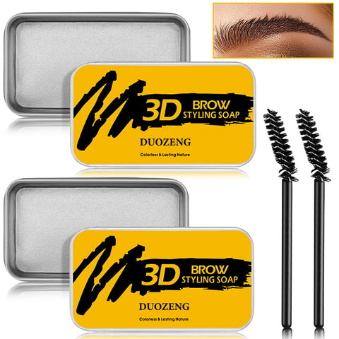 2 Pcs Eyebrow Soap,Brows Styling Soap Transparent Long Lasting Waterproof Eyebrow Styling Pomade for Natural Brows,Eyebrow Wax Eyebrow Setting Gel Brows Makeup Balm