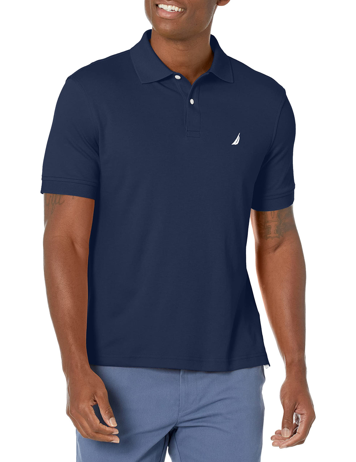 Nautica Men's Classic Fit Interlock Polo, Navy, Large