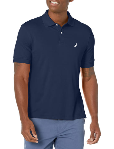 Nautica Men's Classic Fit Interlock Polo, Navy, Large