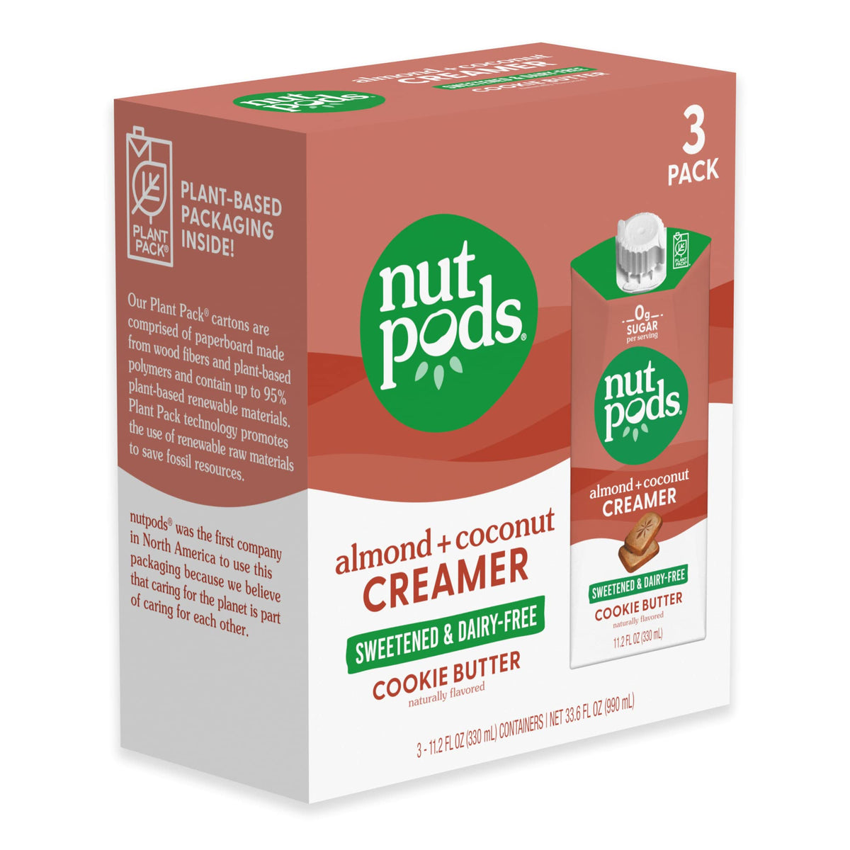 nutpods Sweetened Cookie Butter Keto Coffee Creamer - Sweetened Non Dairy Creamer With Zero Sugar - 10 Calories and Zero Net Carbs Per Serving Gluten Free, Non-GMO, Vegan, Sugar Free, Kosher (3-Pack)