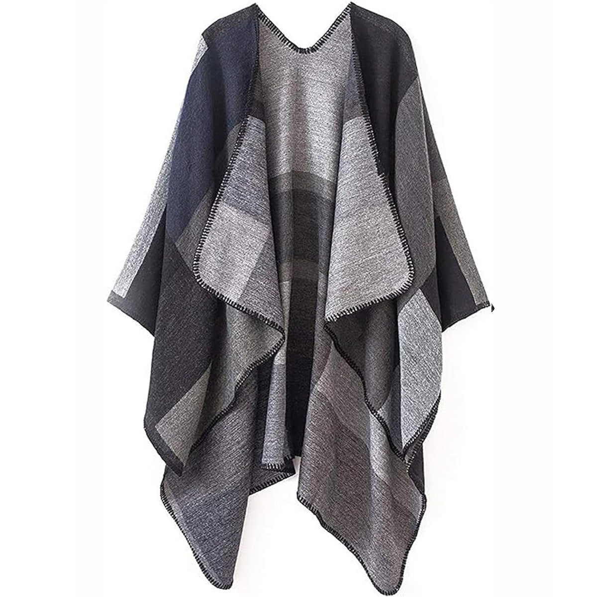 PAMEILA Women's Winter Shawls Wraps Blanket Open Front Poncho Cape Oversized Cardigan Sweater, 01-black, One Size