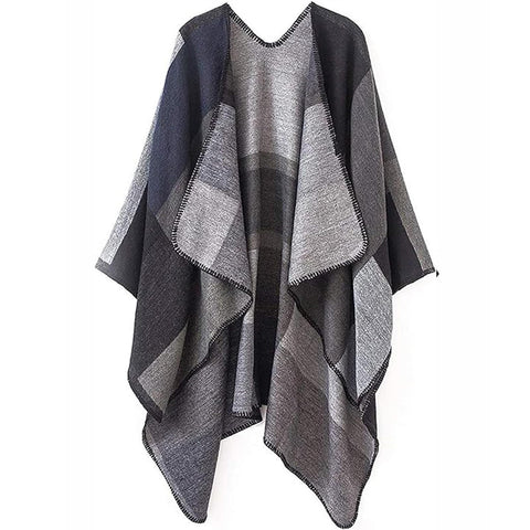 PAMEILA Women's Winter Shawls Wraps Blanket Open Front Poncho Cape Oversized Cardigan Sweater, 01-black, One Size