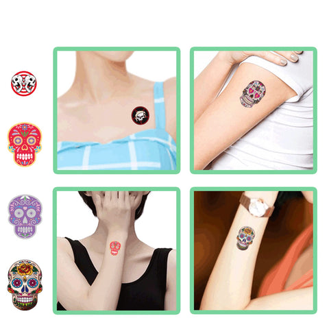 Day of the Dead Sugar Skull Tattoos (156PCS),Halloween Temporary Face Tattoos Sugar Skull Skeleton Tattoo for kids Boys Girls Halloween Party Favor Supplies