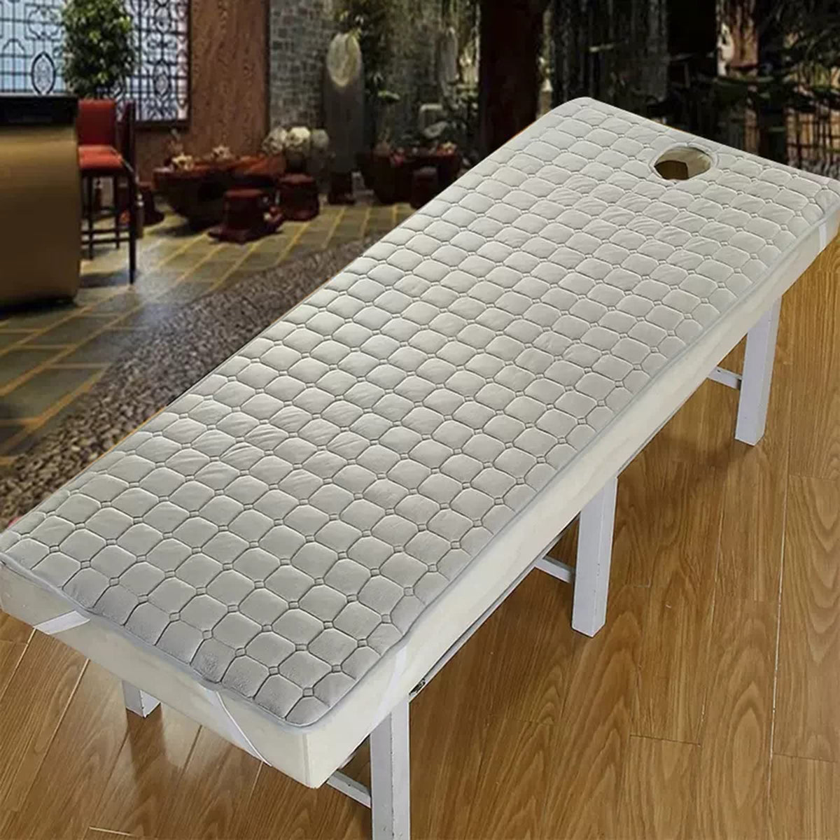 oiakus Mattress Pad for Massage Tables, Spa Bed Table Mattress, with Elastic Band and Face Breath Hole, for Massage Table Tattoo Table Spa Table Beauty Bed, Machine Washable, Grey