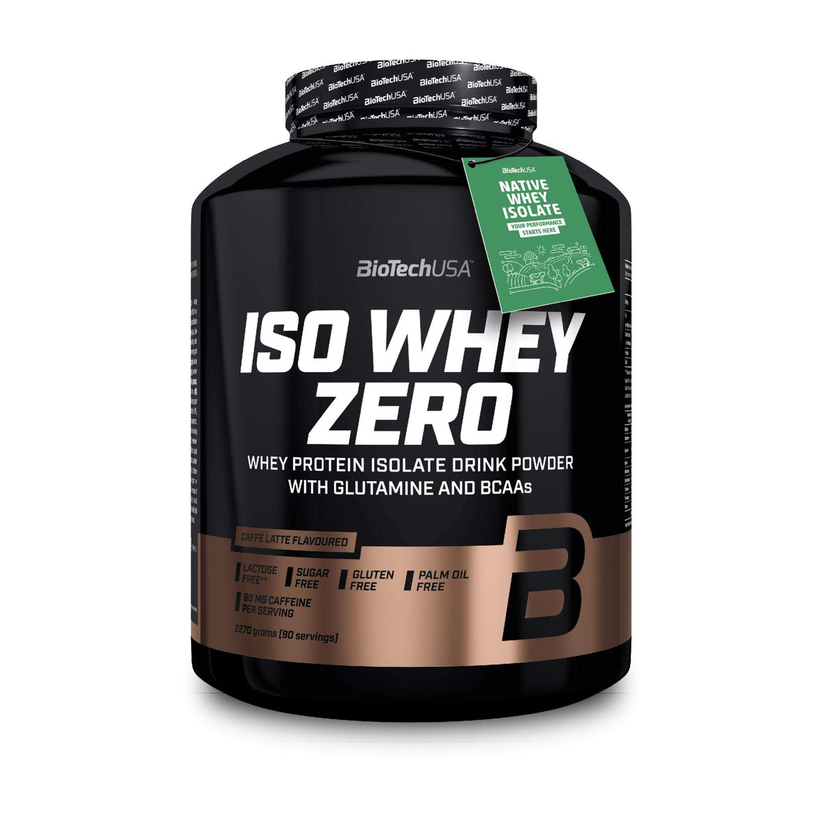 BioTechUSA Iso Whey Zero | Premium Whey Protein Isolate | Grass-Fed | Enzyme-Free | Sugar- and Gluten-Free, 2.27 kg, Caffé Latte