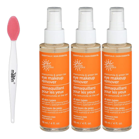 moofin Eye Makeup Remover, 4 fl oz - Soothing Eye Make Up Remover with Chamomile & Green Tea, Bundle Nose Cleaning Brush, Non-Irritating & for All Skin Types ~[Pack of 3]
