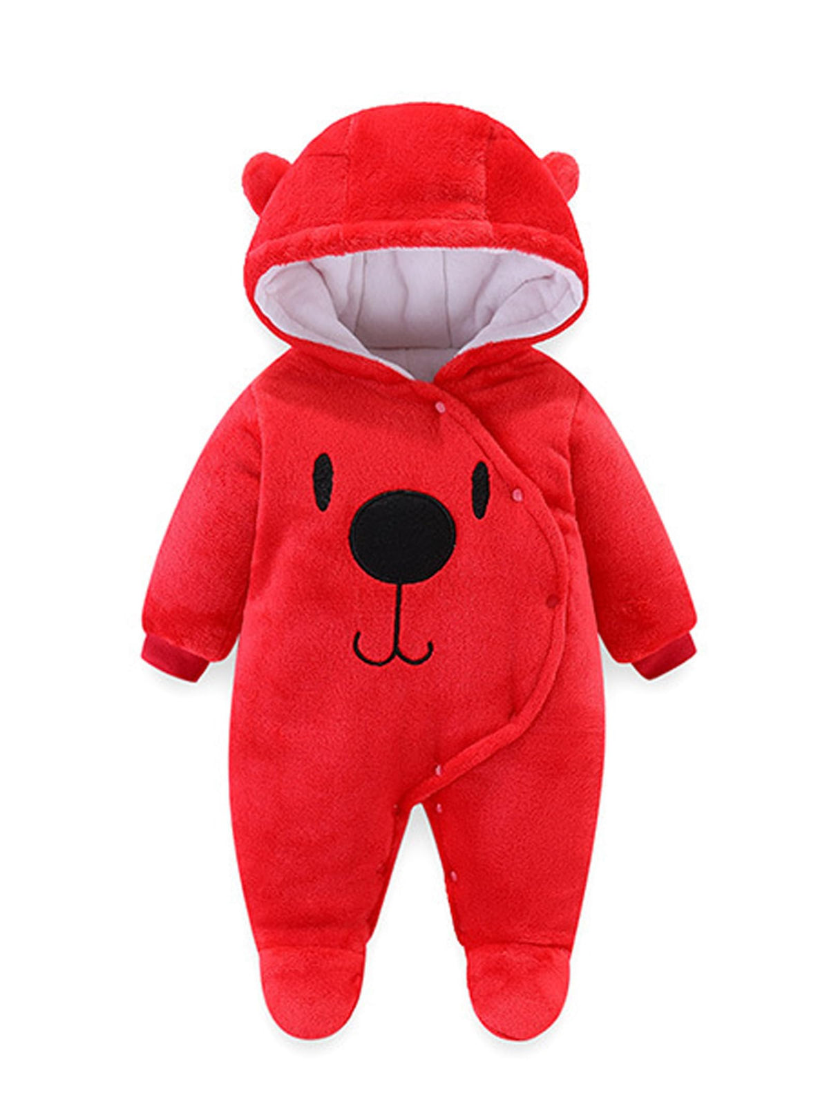 Voopptaw Soft Fleece Romper Toddler Warm One Piece Baby Coat Snowsuit with Hood 6-9 Months Red