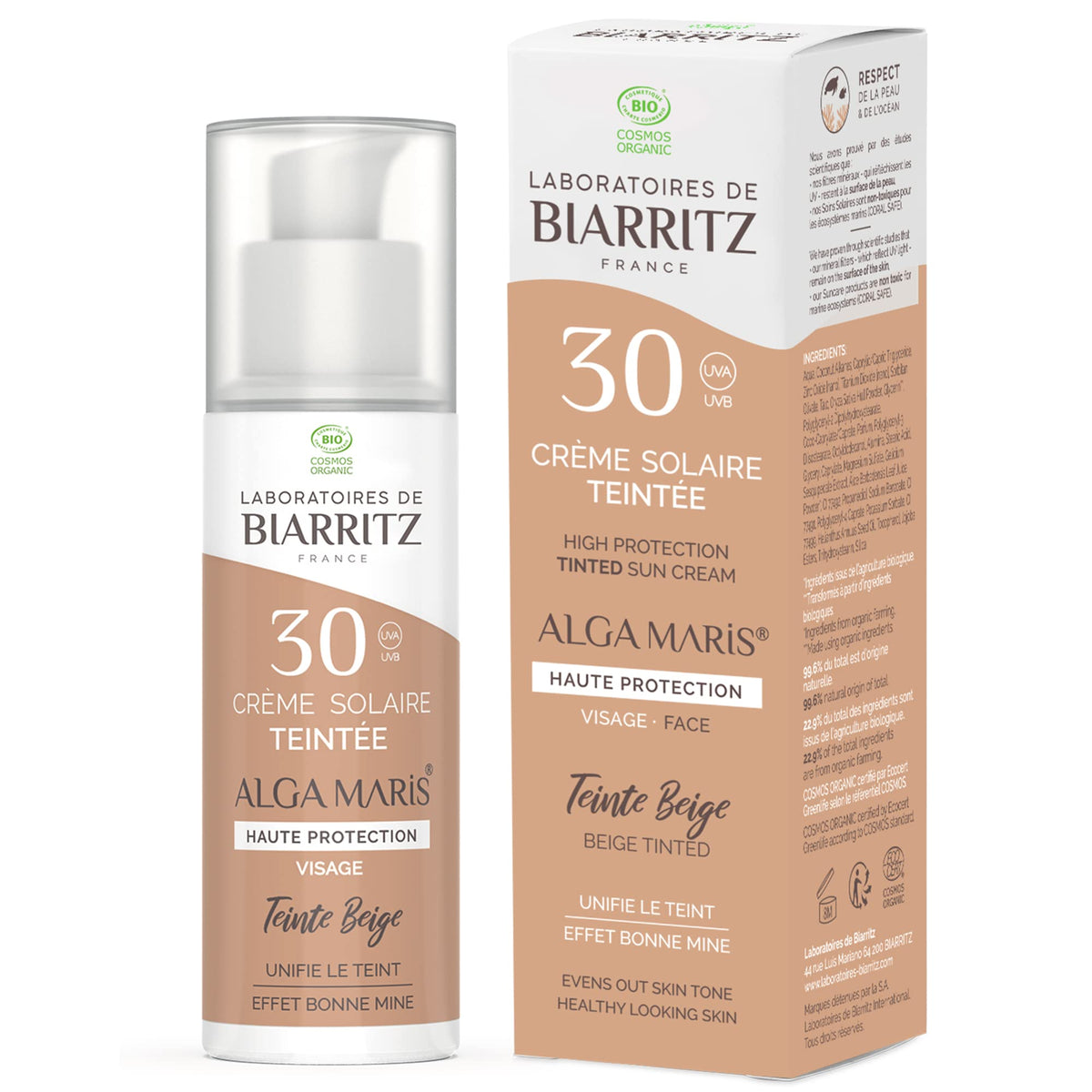 Algamaris Sun Cream Face Tint Clear Day Cream SPF30 According to Organic transparent