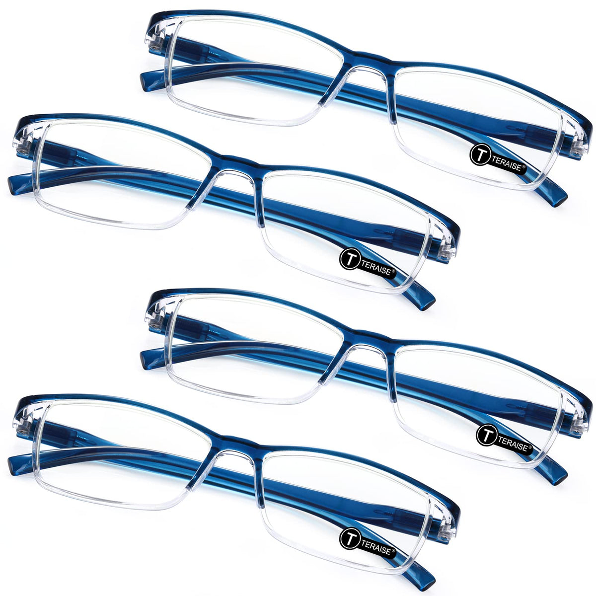 TERAISE Anti- UV Reading Glasses 4 Pairs Blue Light Blocking Reader Womens Mens (2.75X)