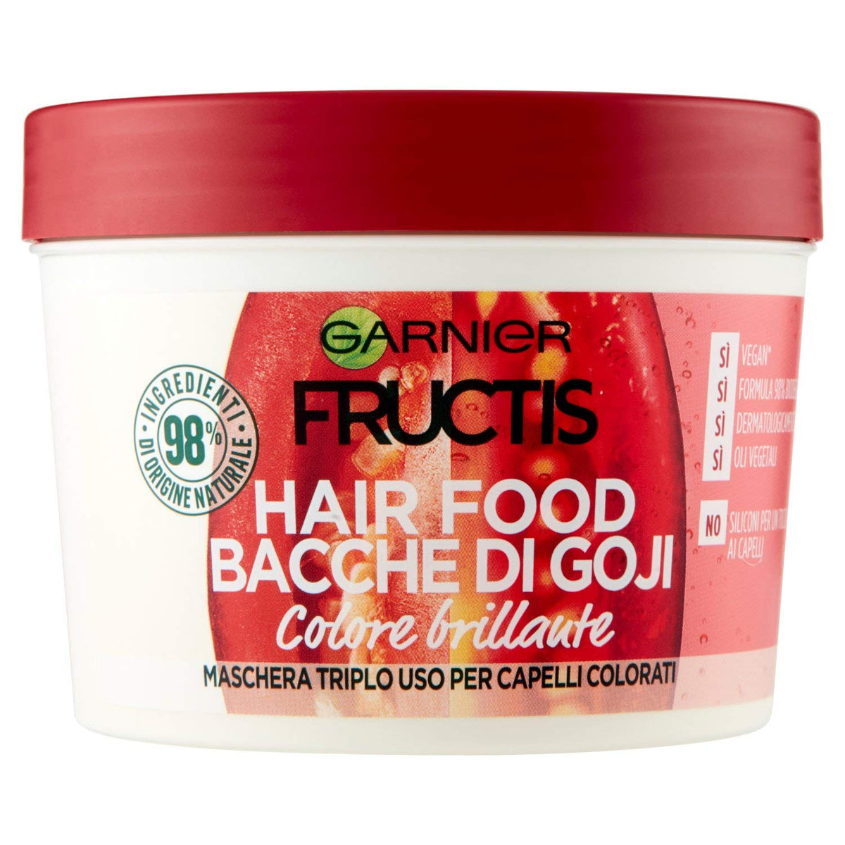 Garnier Fructis Hair Food Goji Sticks 3 in 1 Nutrient Mask with Vegan Formula for Coloured Hair, 390 ml