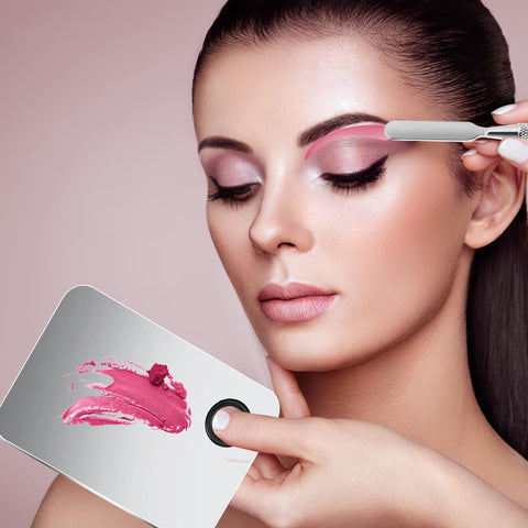 WLLHYF Stainless Steel Cosmetic Makeup Palette Makeup Mixing Palette Professional Cosmetic Palette with Spatula Makeup Artist Tool for Mixing Foundation Nail-Art Makeup Plate(6ÃƒÆ’Ã†â€™ÃƒÂ¢Ã¢â€šÂ¬Ã¢â‚¬Â4inches)