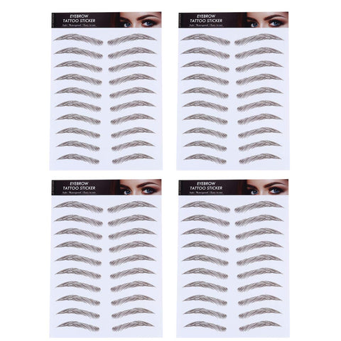 Beaupretty 4 Pcs Eyebrow Tattoo Sticker Temporary Eyebrow Tattoos Eyebrows Tattooed Waterproof Eyebrow Transfers Stickers for Women Men (Brown 1)