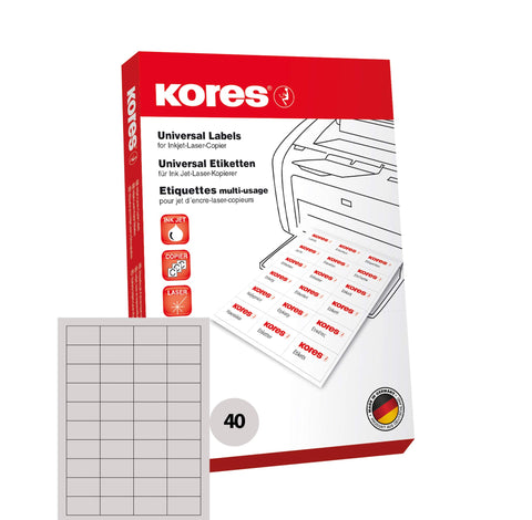 Kores L5229 5.25 x 2.97 cm A4 Universal Printer Labels - White (Pack of 100 Sheets)
