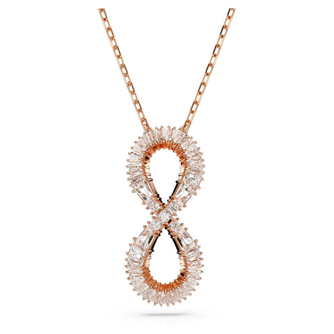 SWAROVSKI Hyperbola Pendant Necklace, Vertical Infinity Symbol Pendant with Clear Crystals in a Rose Gold-Tone Finished Setting, Part of the Hyperbola Collection