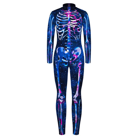 Remimi Kids Halloween Skeleton Costume 3D Print Zip Up Back Funny Party Boys Skull Bone Bodysuit Outfit Starry 7-8 Years