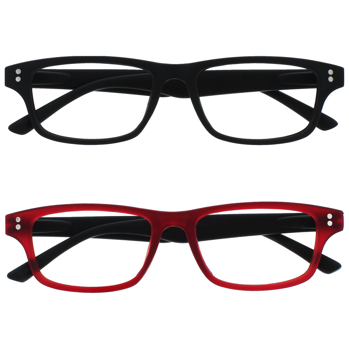 UV Reader Matt Black Rubberized Red Reading Glasses Value 2 Pack Mens Womens Spring Hinges RR33-1Z +3.50
