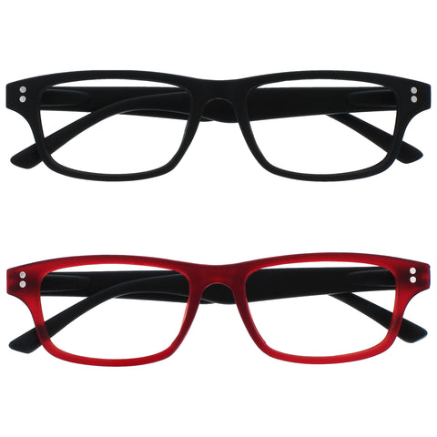 UV Reader Matt Black Rubberized Red Reading Glasses Value 2 Pack Mens Womens Spring Hinges RR33-1Z +3.50