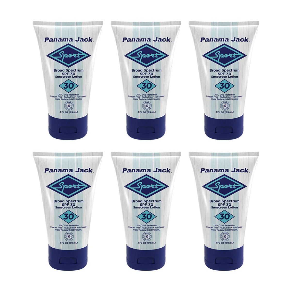 Panama Jack Sport Sunscreen Lotion - SPF 30, Broad Spectrum UVA/UVB Protection, Non-Greasy, PABA, Paraben, Gluten & Cruelty Free, 3 FL OZ (Pack of 6)