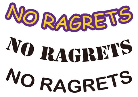 6 Sheets No Ragrets Temporary Tattoos - Funny Phrase Tattoo Stickers for Face, Arm, Body, and Hand