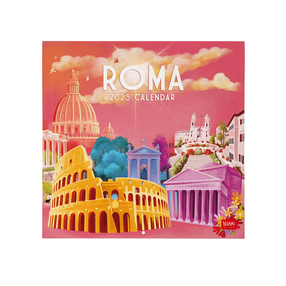 Legami 2025 Wall Calendar, Large Wall Calendar 30 x 29 cm, 12 Months and Yearly Planner, Space for Notes and Notes, in English, Zodiac Signs and International Holidays, Rome