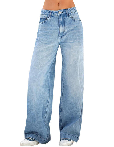 VIUTIL Womens Wide Leg Jeans Baggy Jeans for Women Loose Boyfriend Jeans Denim Pants, 9081 Blue Size 12
