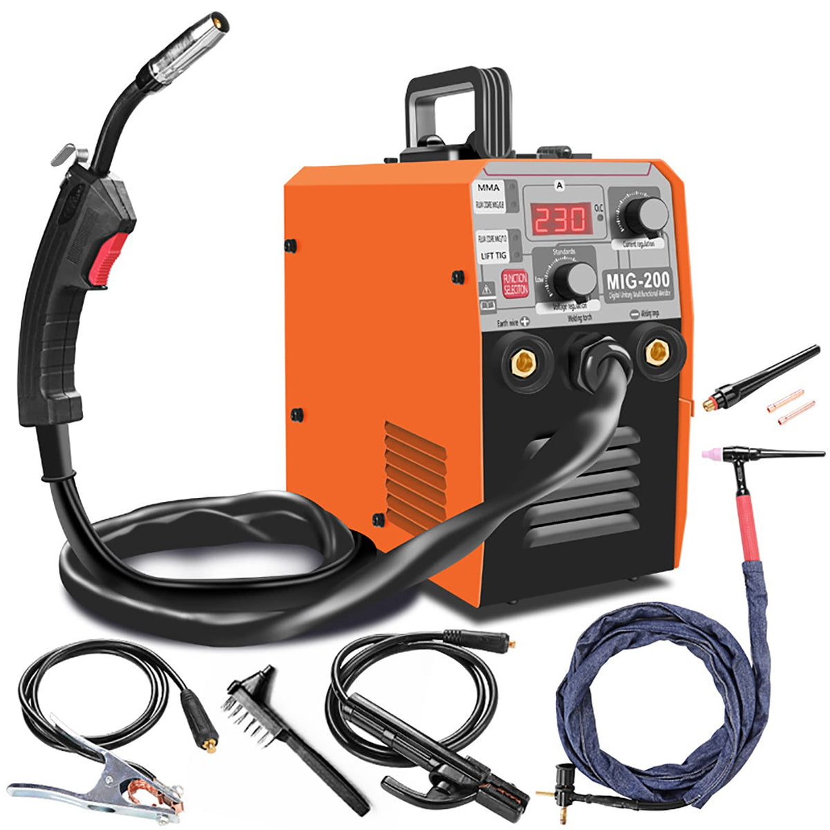 TEHONGMAI MIG-200 Multifunction Welding Machine Home IGBT MMA TIG MIG Professional Argon CO2 Non-gas Semi Automatic Repair Tools