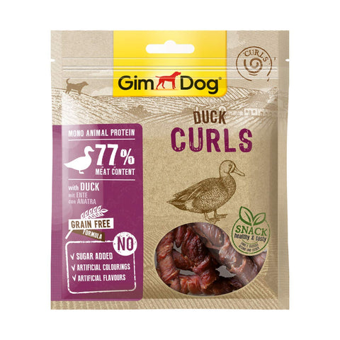 GimDog Curls - Dried meat snack with a single protein for dogs - Grain-free formula rich in meat - 6 packages (6 x 55 g)