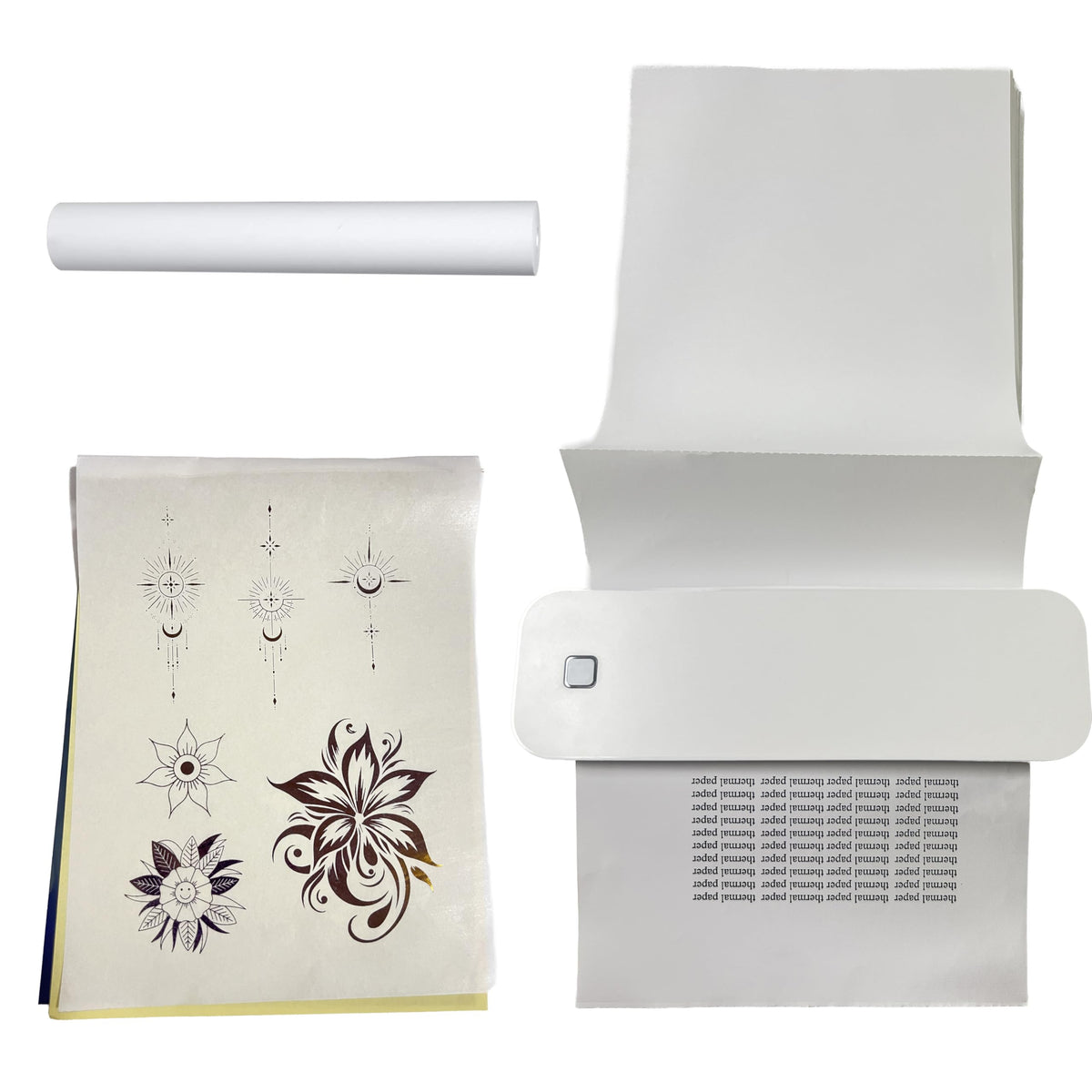 IOOIOO Inkless Portable Thermal Printer, for Tattoo Stencil Transfer Paper, for 8.5 x 11 Letter/A4 Rolled/Folded Thermal Paper