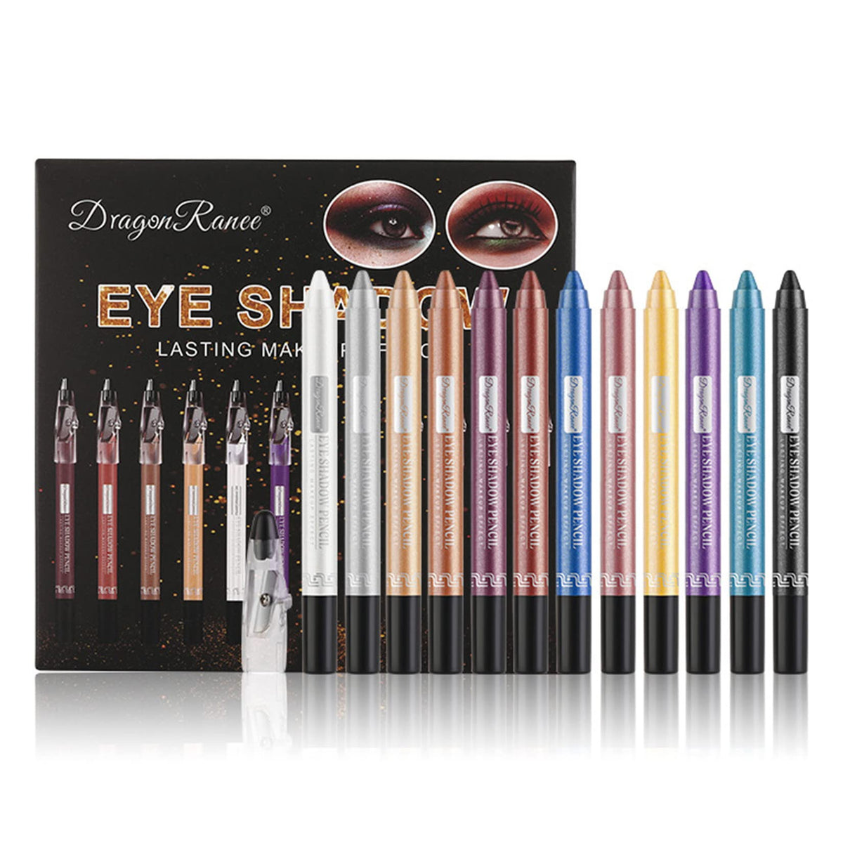 Joyeee Eyeshadow Pencil, 12 Colours Glitter Eyeshadow Pen Highlighter Professional Eyeliner Eye Pencil Pearly Luminous Shadow Stick Long Lasting Waterproof Eye Shadow Pen Set