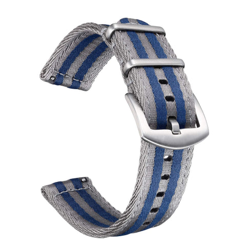 BOLYTE Quick Release Watchbands for Men and Women Multiple Colors Seat Belt Nylon 20mm 22mm Watch Strap (Grey/Blue Striped, 20mm)