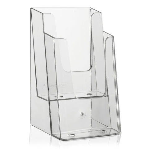 VITAdisplays Flyer Stand DIN Long (DL), DIN A6 (Postcard), 2 Levels, Transparent
