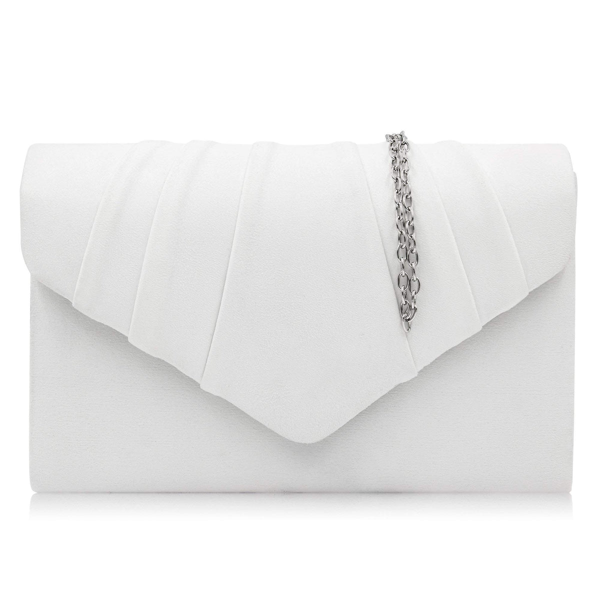 Milisente Women Clutches Velvet Pleated Evening Bag Evenlope Clutch Purse (White)