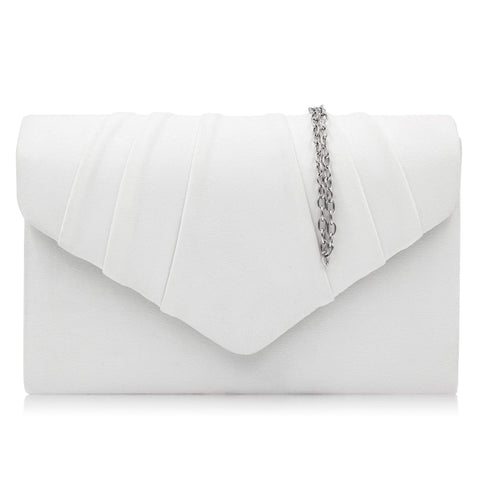 Milisente Women Clutches Velvet Pleated Evening Bag Evenlope Clutch Purse (White)