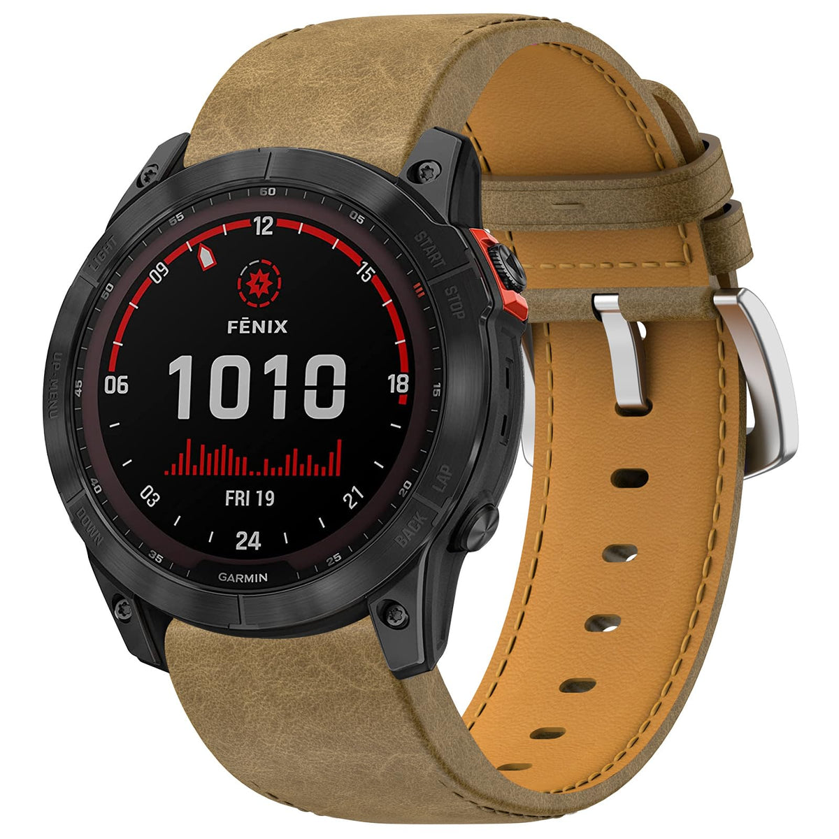 BIRDTOBR Leather Strap for Fenix 7X/ 6X/ 5X, 26mm Quick-Fit Soft Replacement Strap with Stainless Steel Casp for Fenix 6X Pro/Fenix 5X Plus/Fenix 3/ Fenix 3 HR