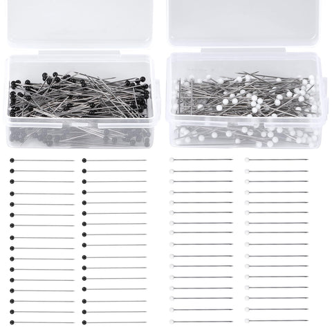 Sewing Pins, 400 PCS Straight Pins for Fabric, Black and White Pearlized Ball Head Quilting Pins Long 1.5inch, Sewing Pins with Plastic Box for Dressmaker, Jewelry DIY Decoration and Sewing Project