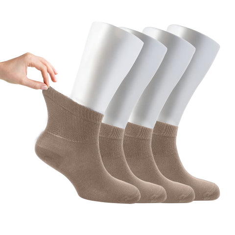 Cosyfeel® Women Loose Diabetic Socks | 4-Pack Neuropathy Ankle Socks for Ladies | Super Soft Eco-Friendly Bamboo Material | Durable with Seamless Toe | Multicolour Patterns | 4 Seasons