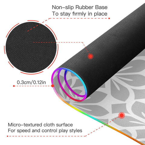 Floral Wireless Charging Mouse Pad for Mobile Phone Extra Large Gaming Mousepad with 13 Lighting Modes Mouse Mat for Office Home Gaming MacBook PC Laptop Desk