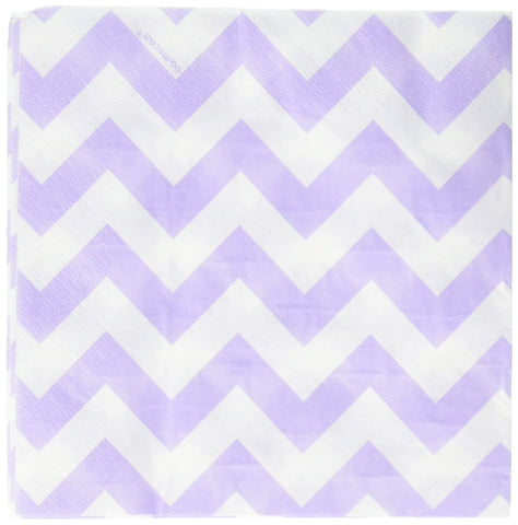 Party Perfect Disposable Chevron Print Luncheon Napkins Tableware, 16 Pieces, Made from Paper, Lavender by Amscan
