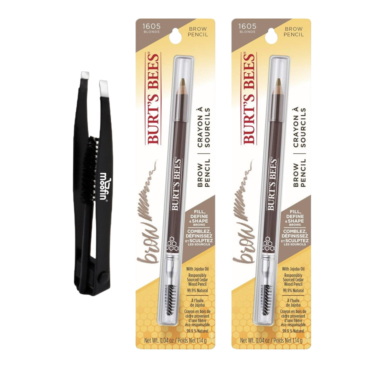 Blonde Eyebrow Pencil, Nourishing Eyebrow Filler With Jojoba Oil & Shea Butter, Look - Paired With Moofin Eyebrow Tweezers, Cedar Wood, Long-Lasting Eyebrow Pencil Blonde (Pack Of 2)