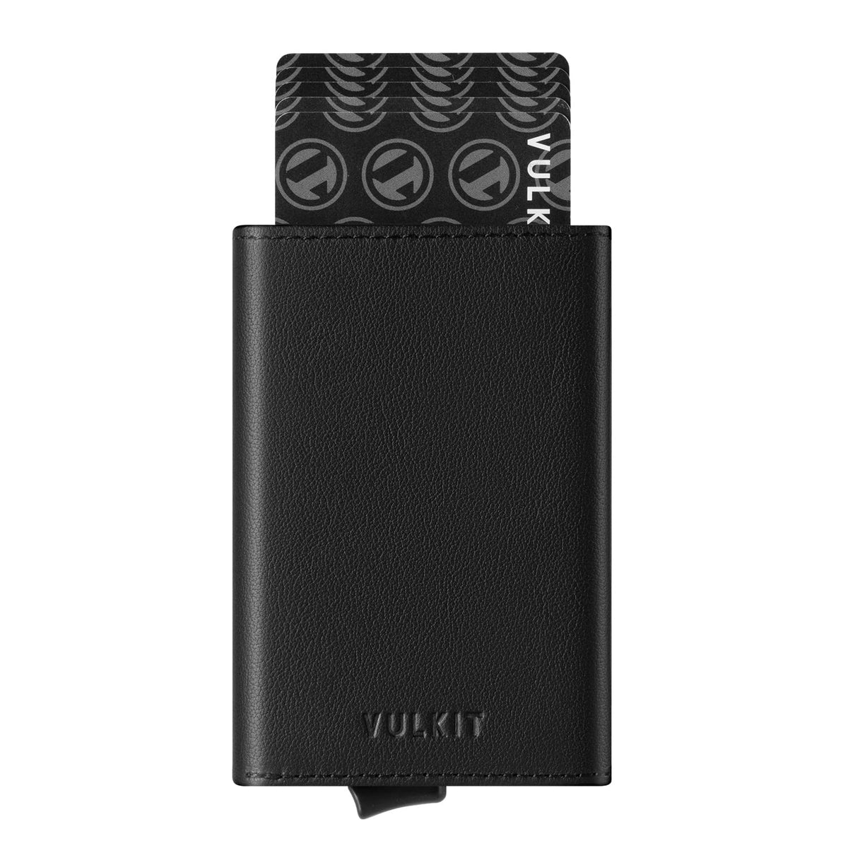 VULKIT Pop up Card Holder Genuine Leather Bifold Wallet with Banknote Compartment, ID Window & Coin Pocket(Black)
