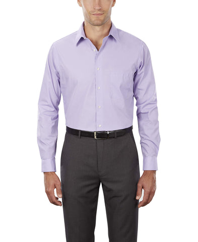 Van Heusen Men's Poplin Regular Fit Solid Point Collar Dress Shirt, Lavender, 15 Neck / 34-35 Sleeve