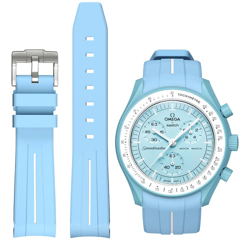 BONACE Strap for Omega x Swatch MoonSwatch Watch 20mm,Soft Rubber Omega X Swatch Moonswatch Speedmaster Replacement Strap,Curved No Gap Moonswatch Swatch strap for Men Women