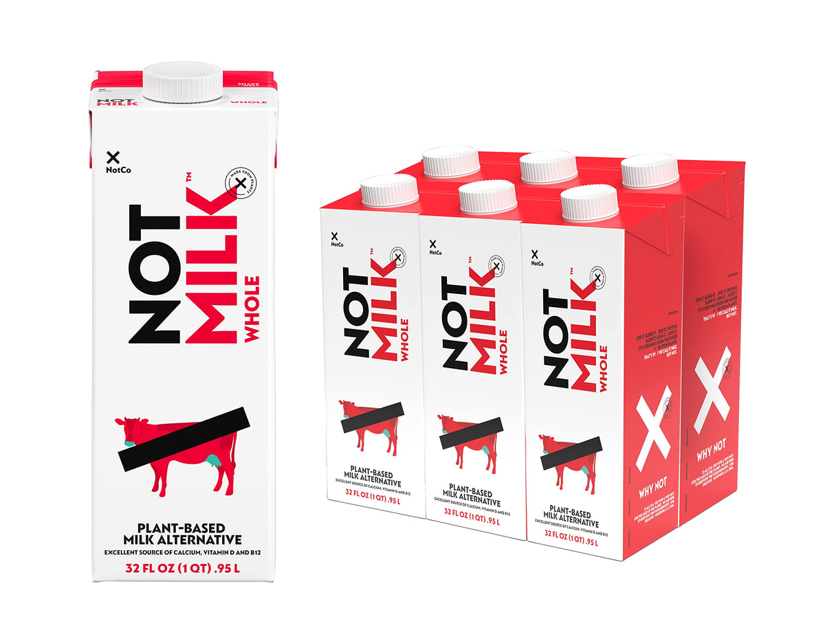 NotMilk Whole Plant-Based Milk, Shelf-Stable, Lactose-free, Vegan, Non-GMO 32 FL Oz, 6-PACK