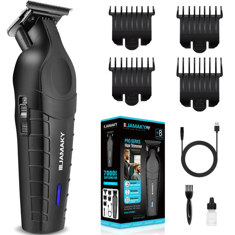 JAMAKY Hair Trimmer for Men, Zero Gap Beard Trimmer, T Blade Trimmer for Men, Rechargeable, Type-C, Home, Black