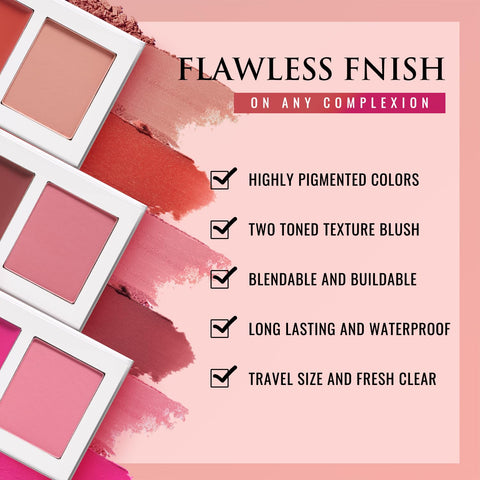 Pink Blush for Cheeks, Richly Pigmented Mineral Rubores De Maquillaje Duo Blush Palette for Women and Girls, Moisturizing Blendable Buildable Pinkness Korean Blusher, Waterproof Talc Free (PINK 05#)