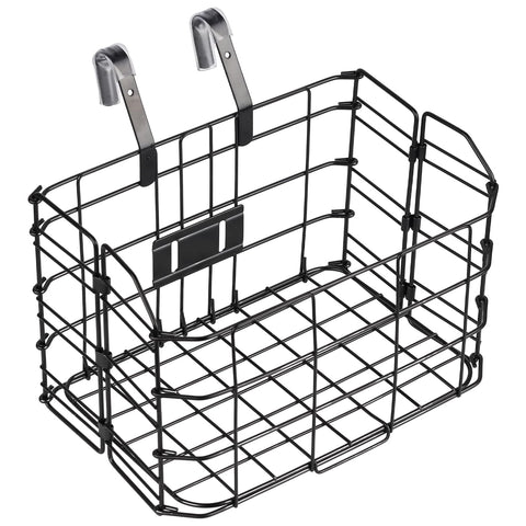 AVASTA Metal Folding Bike Basket Detachable Metal Mesh Quick Release Bike Basket,Black