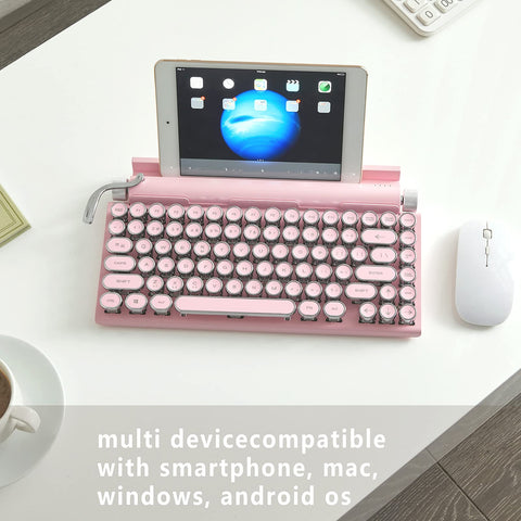 VBESTLIFE Mechanical Keyboard, 83Keys Typewriter Style Mechanical Gaming Keyboard Blue Switches, LED Backlit, Triple Modes Connection, Waterproof, for PC Computer ()