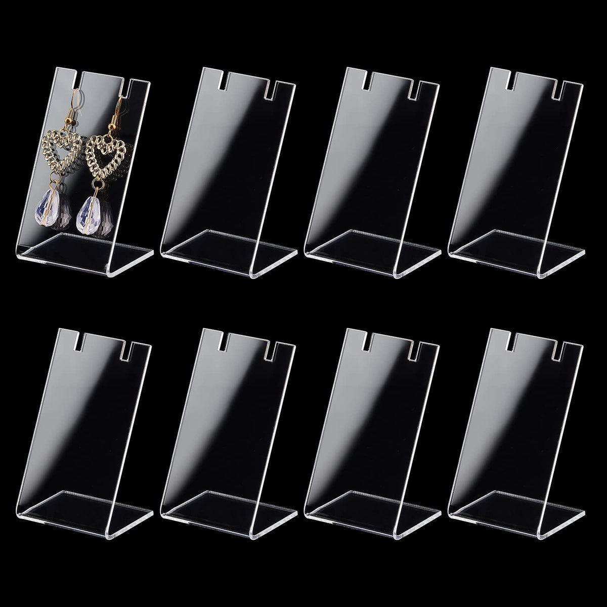 PH PandaHall 10pcs Single Pair Earring Holder L-Shape Jewelry Displays Marketing Holders Acrylic Necklace Stand for Jewelry Dangling Slant Back Display 1.3x1.7x3â€